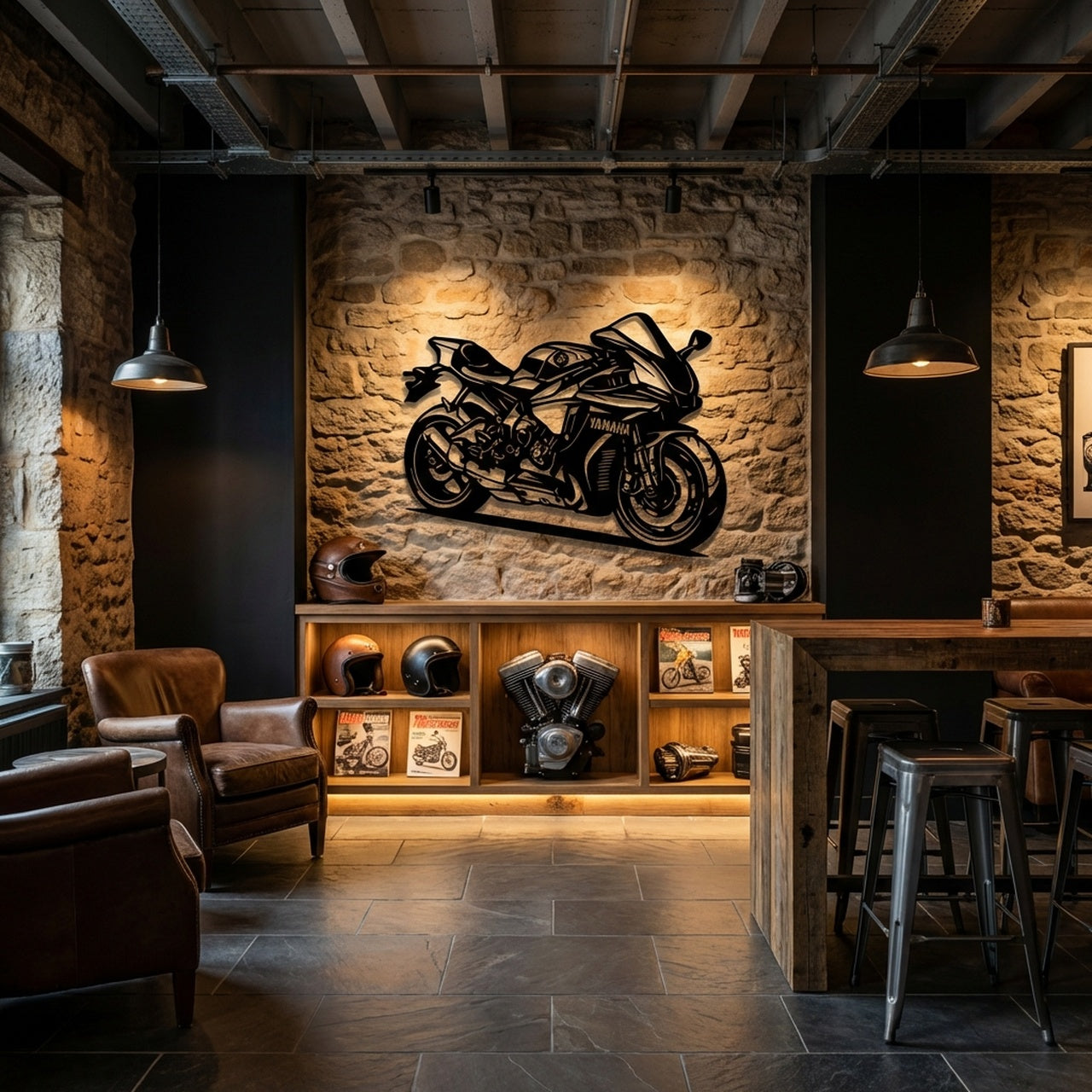 Yamaha R1 - laser-cut metal wall art