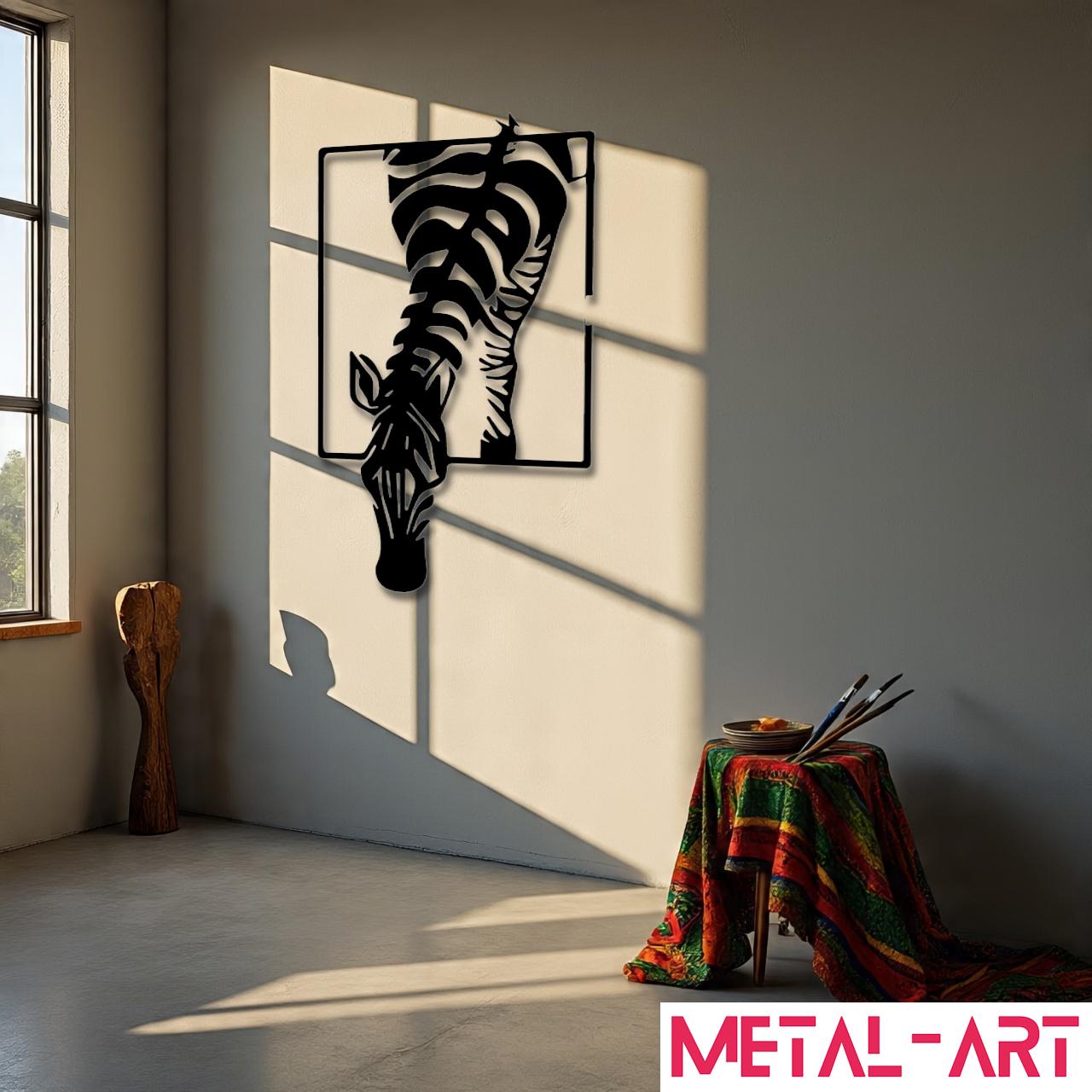 Zebra Within - laser-cut metal wall art