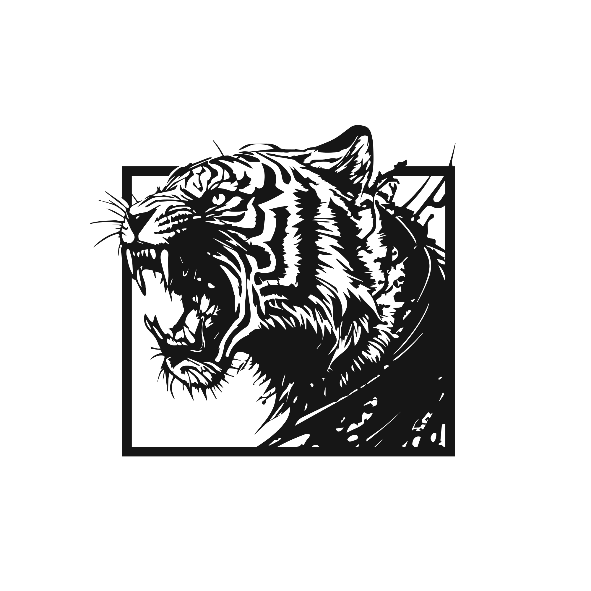 Fierce Roar - laser-cut metal wall art