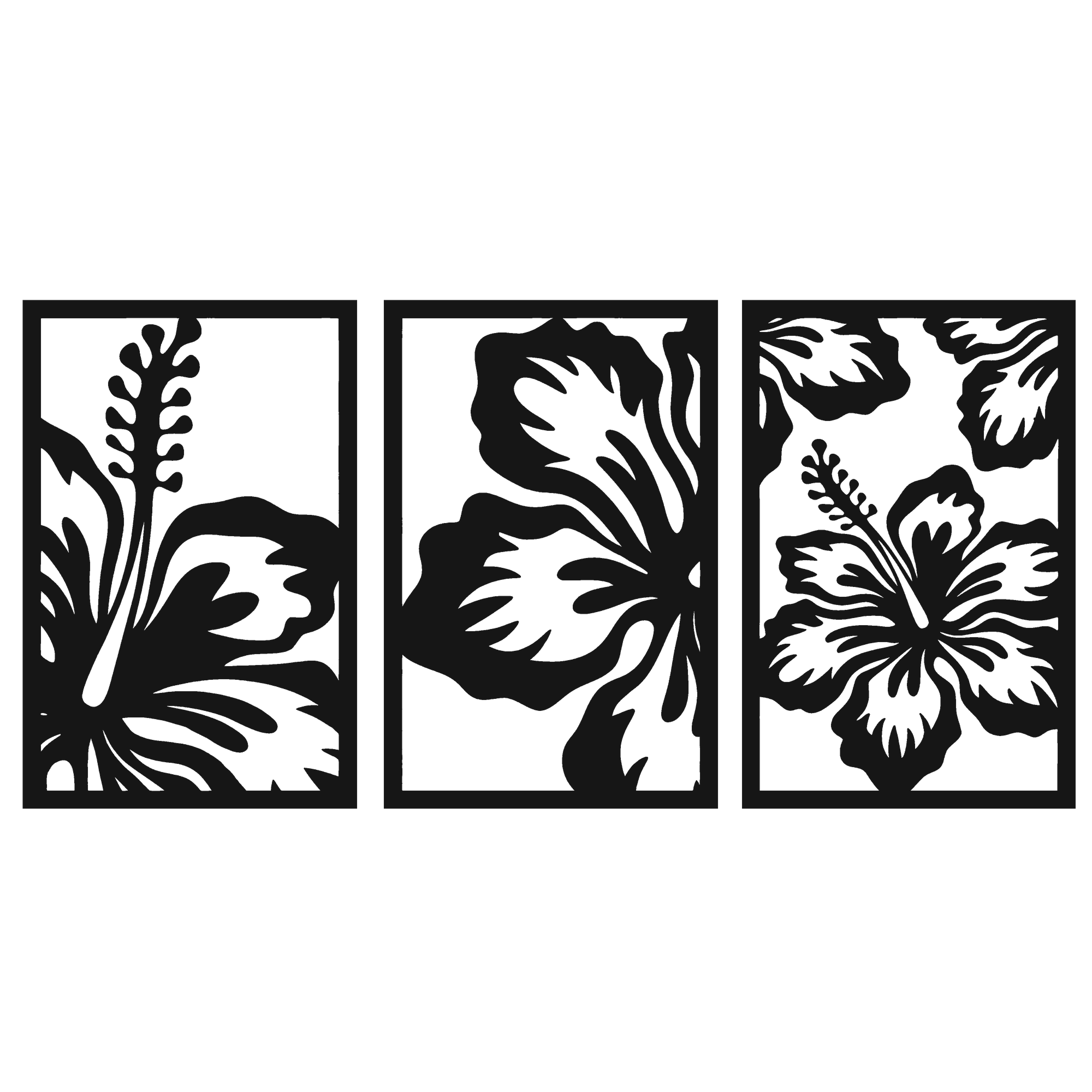 Hibiscus Flow - laser-cut metal wall art