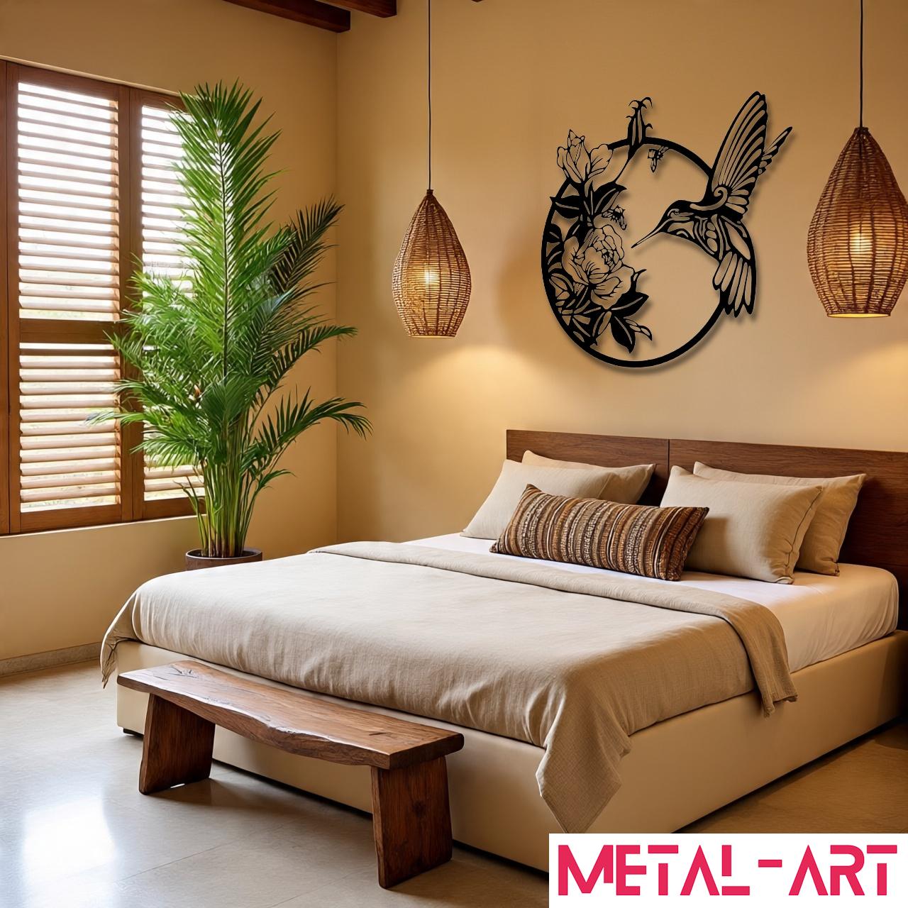 Flight and Bloom - laser-cut metal wall art