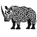 Runes of the Rhino - laser-cut metal wall art