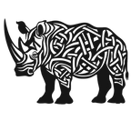 Runes of the Rhino - laser-cut metal wall art