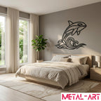 Orca Leap - laser-cut metal wall art