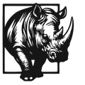 Rhino in Line - laser-cut metal wall art