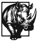 Rhino in Line - laser-cut metal wall art