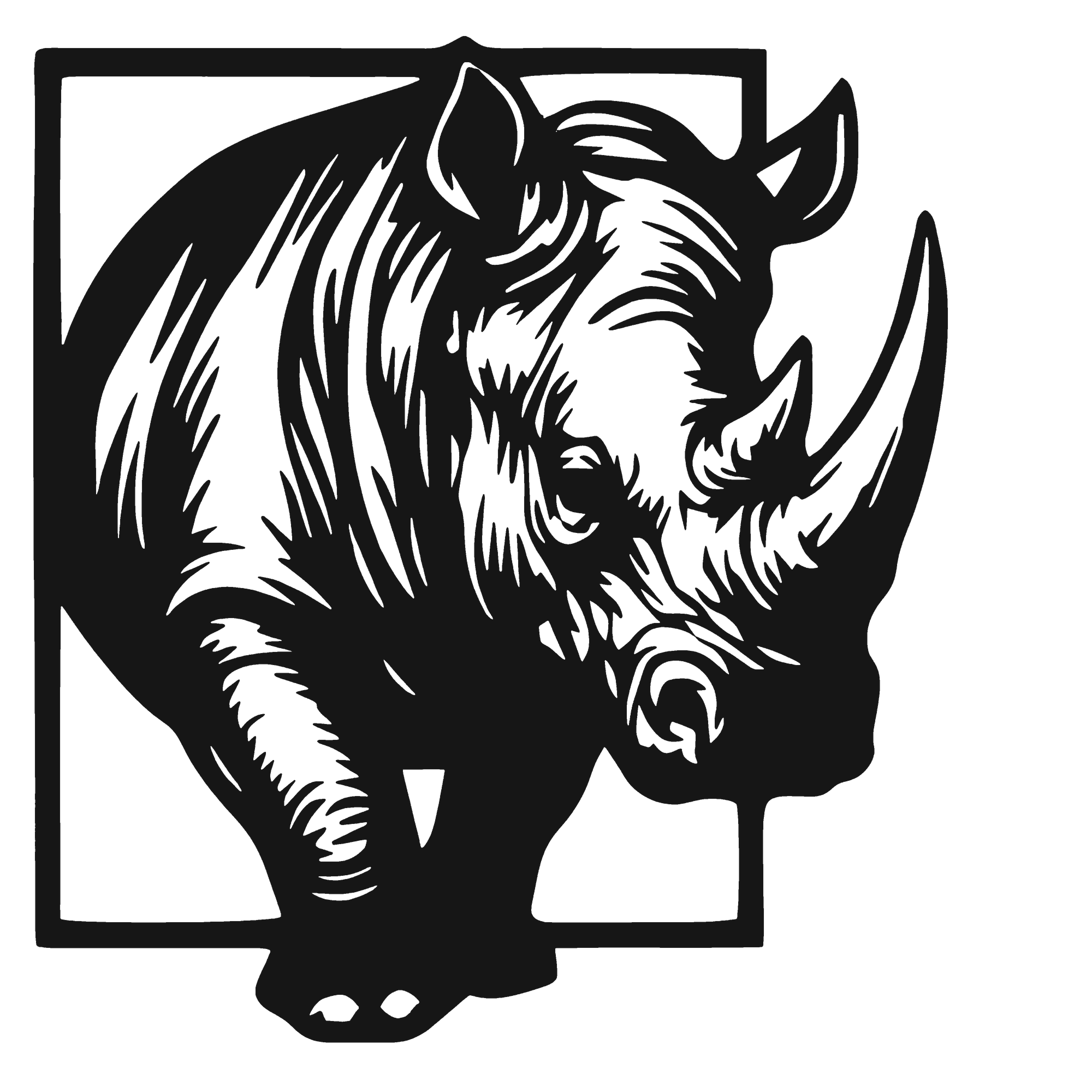 Rhino in Line - laser-cut metal wall art