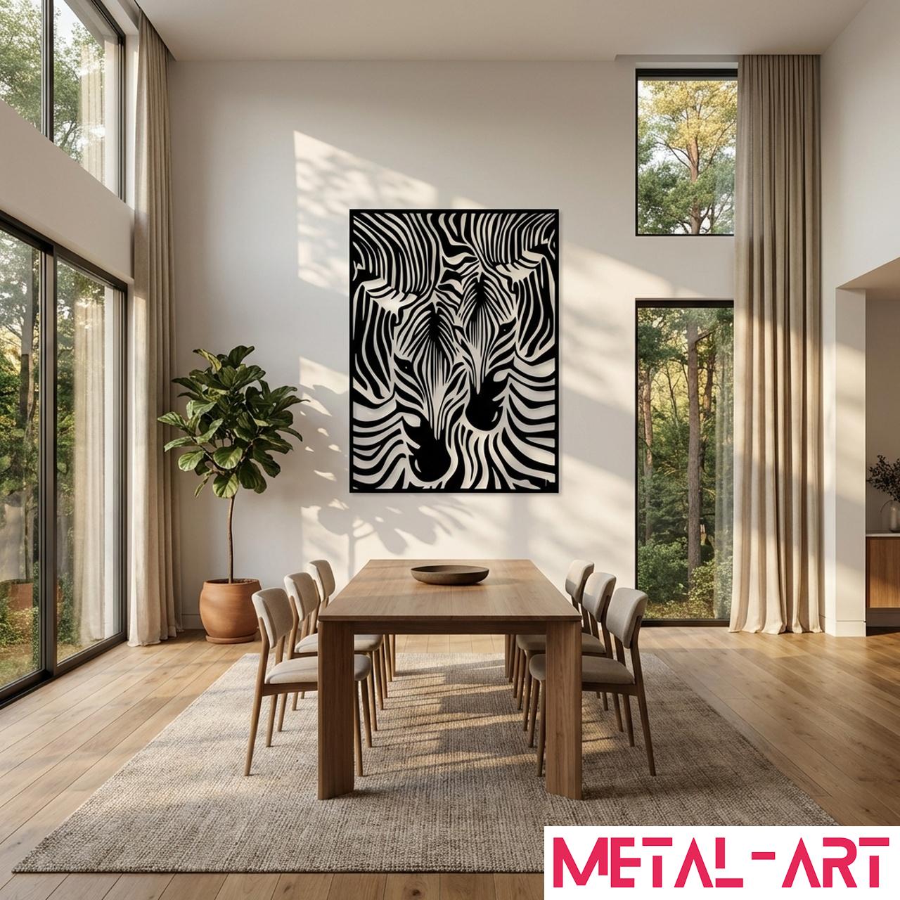 Zebra Fusion - laser-cut metal wall art