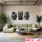 Trio of Bloom - laser-cut metal wall art