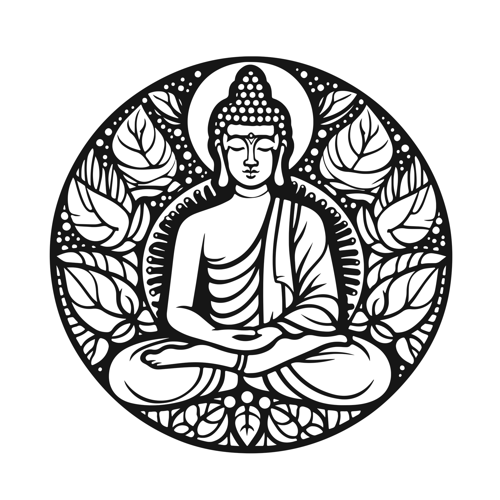 Botanical Buddha - laser-cut metal wall art
