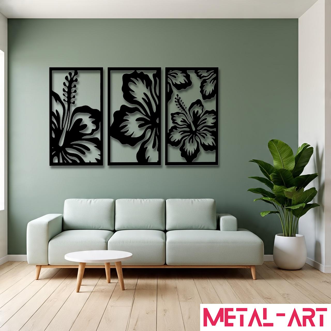 Hibiscus Flow - laser-cut metal wall art