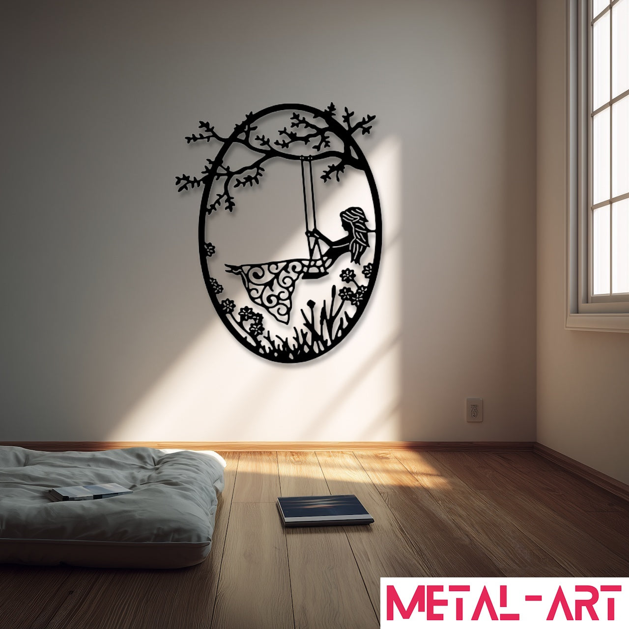 Garden Swing Dreams - laser-cut metal wall art