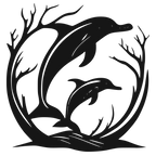 Driftwood Dolphins - laser-cut metal wall art