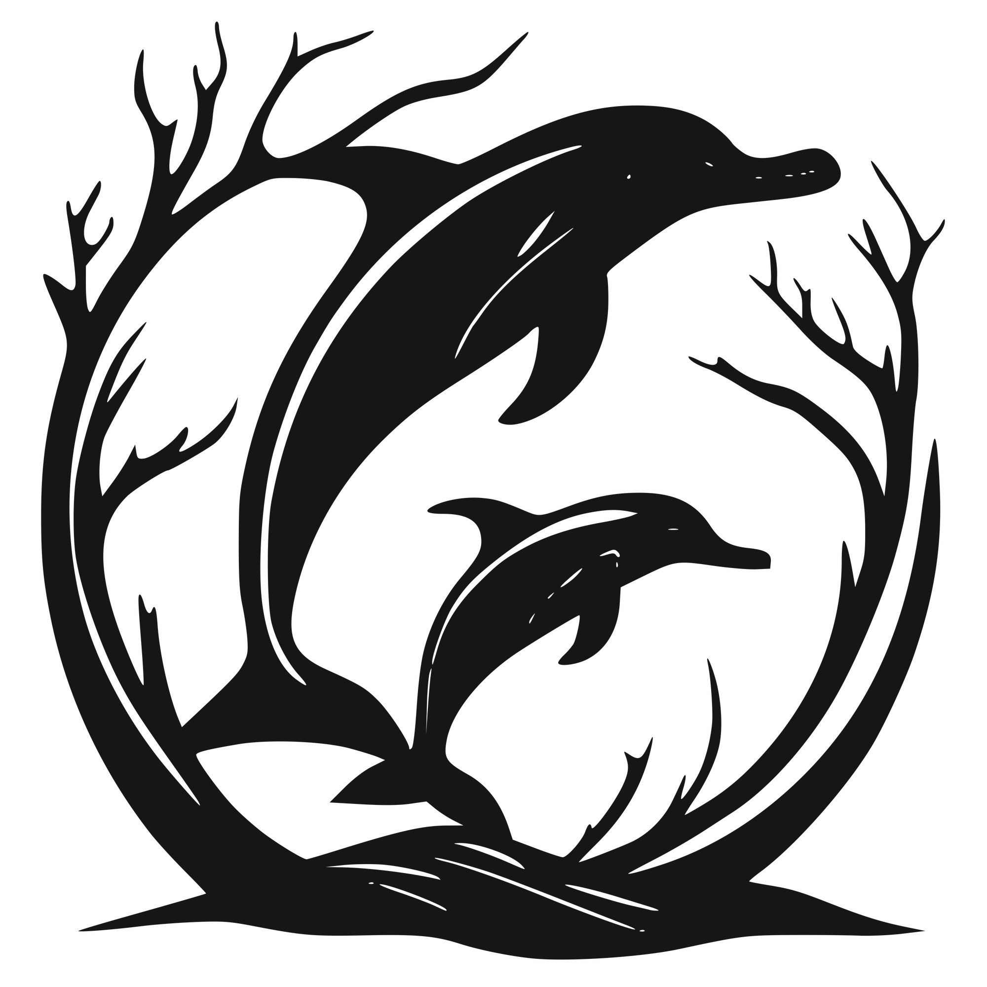 Driftwood Dolphins - laser-cut metal wall art