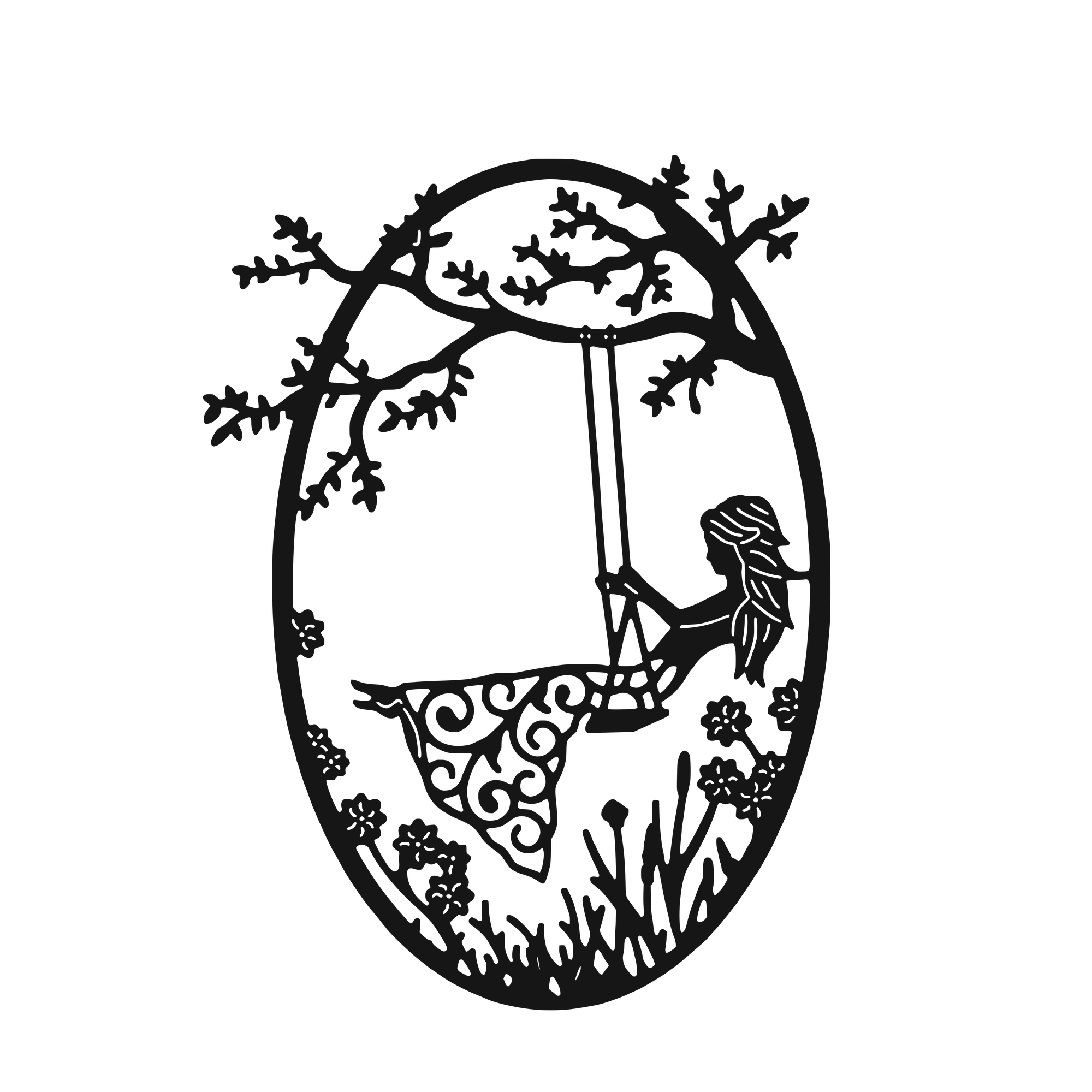 Garden Swing Dreams - laser-cut metal wall art