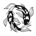 Twin Koi Dance - laser-cut metal wall art