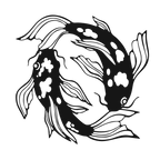 Twin Koi Dance - laser-cut metal wall art