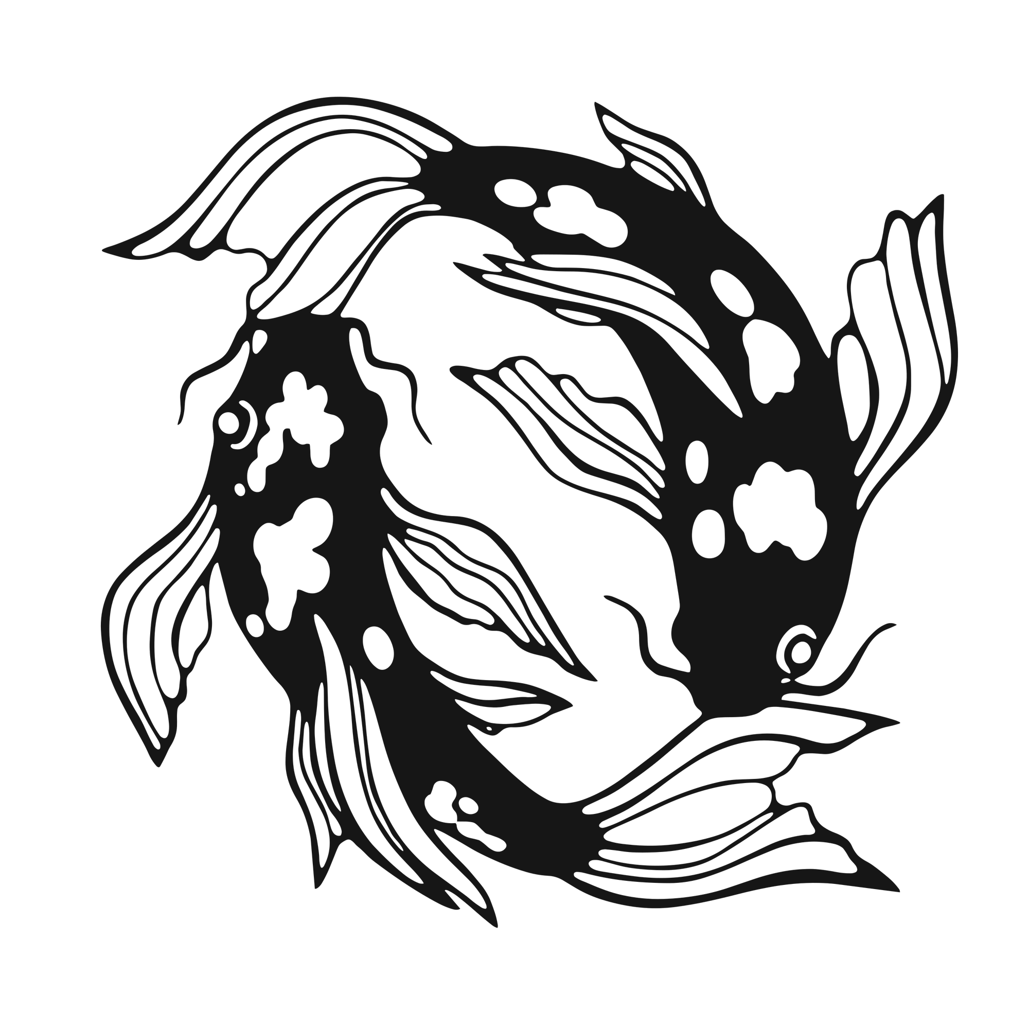 Twin Koi Dance - laser-cut metal wall art