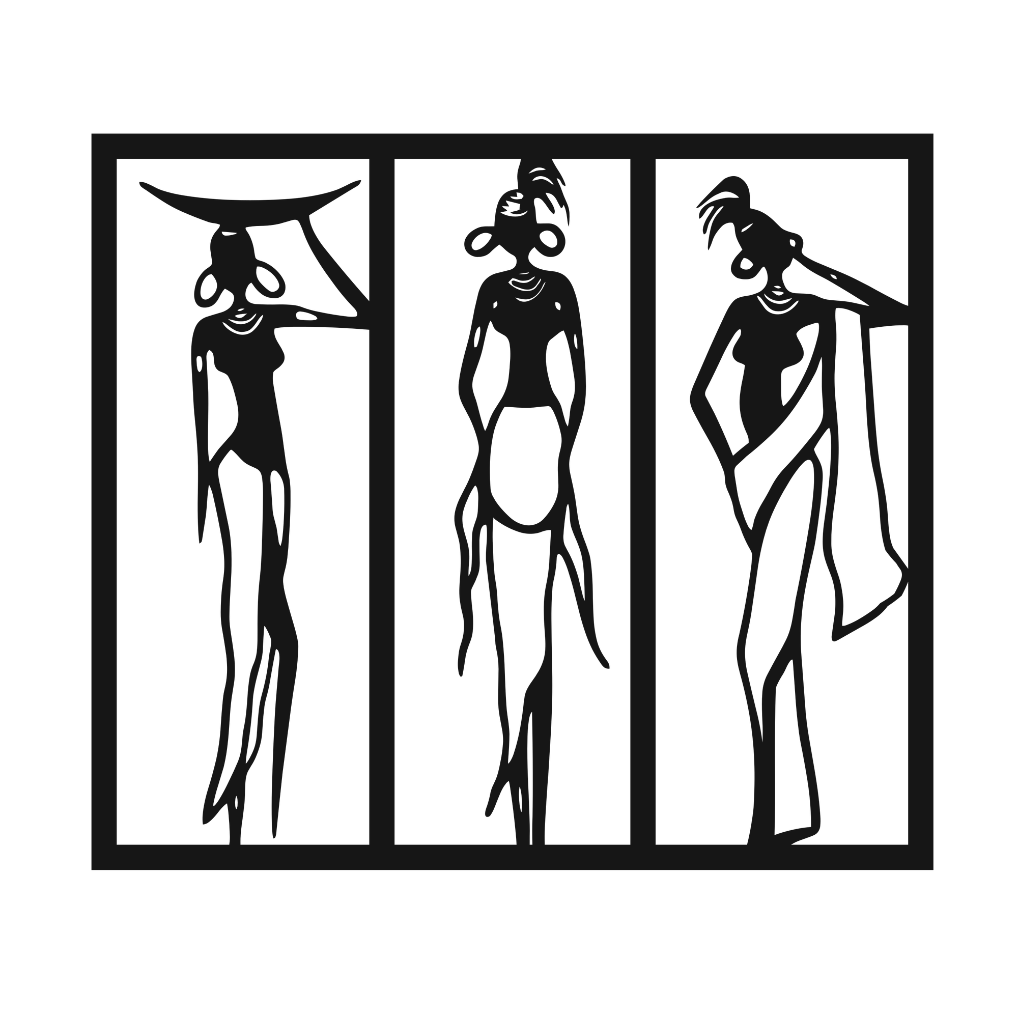 African Grace Trio - laser-cut metal wall art