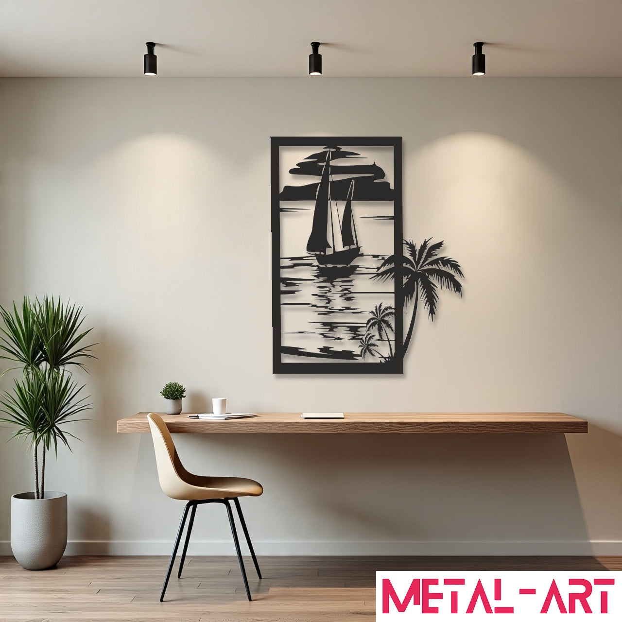 Sailing Sunset - laser-cut metal wall art