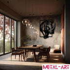 Rhino in Line - laser-cut metal wall art