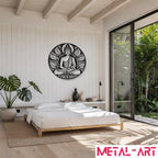 Botanical Buddha - laser-cut metal wall art