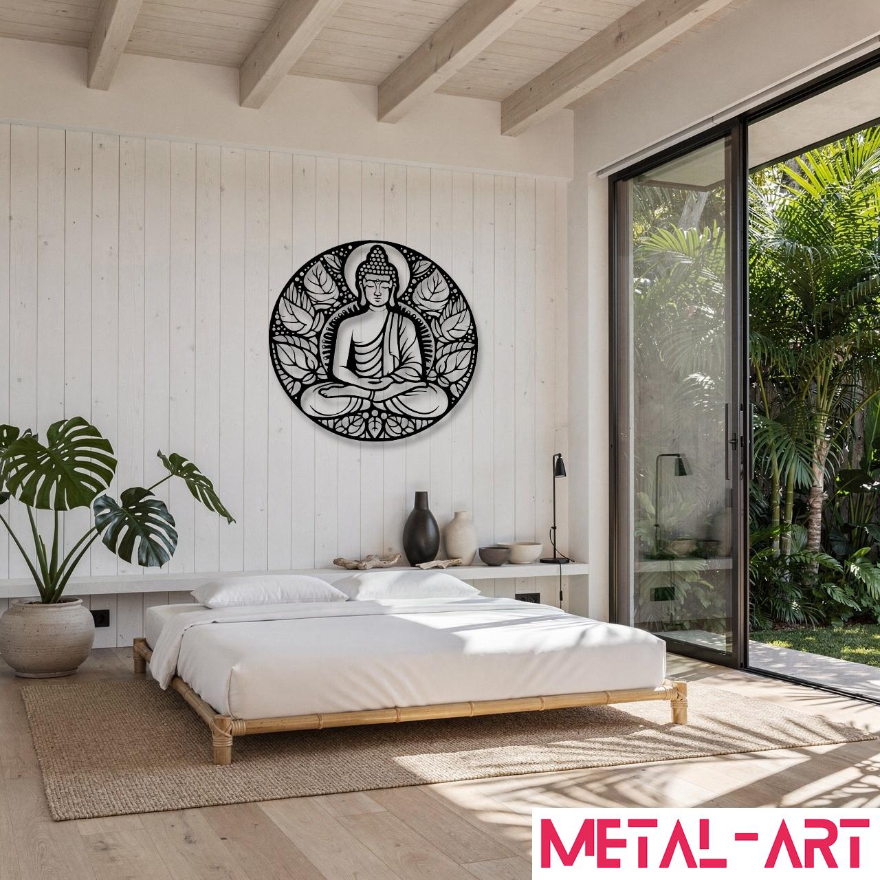 Botanical Buddha - laser-cut metal wall art