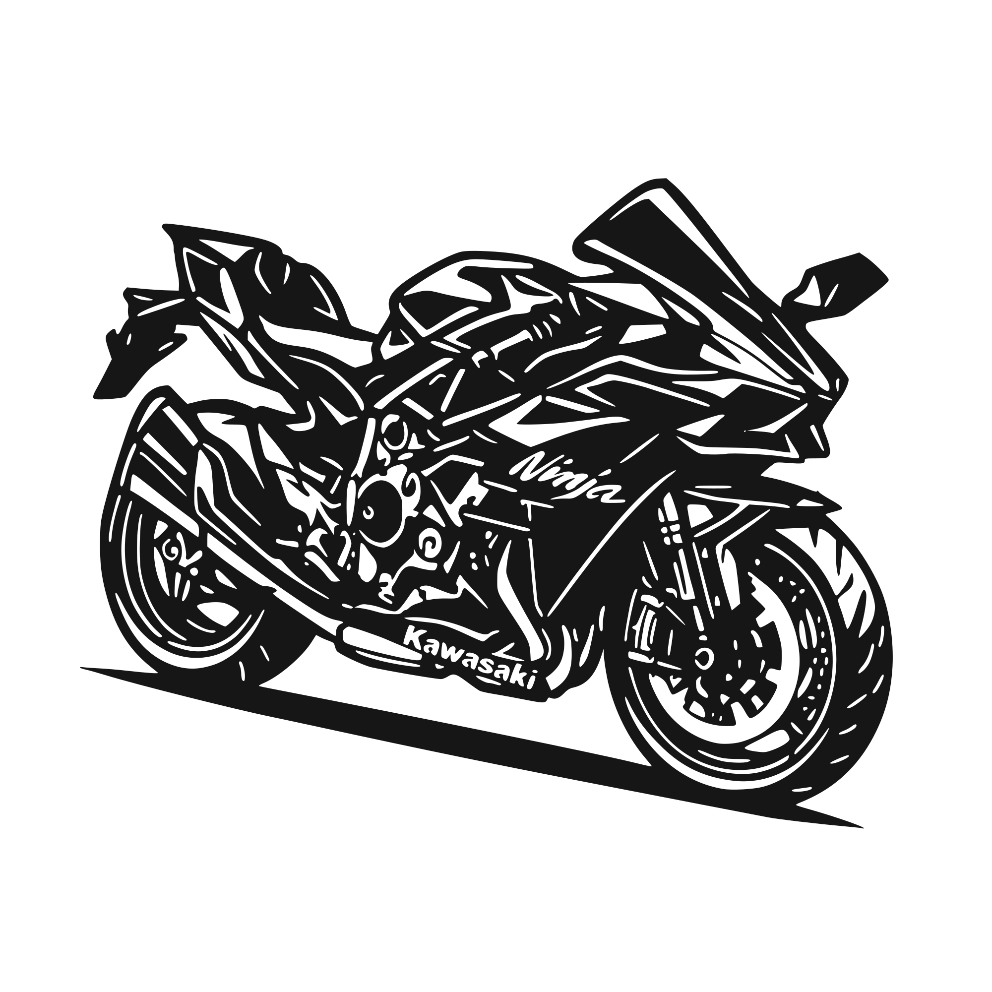 Kawasaki Ninja H2 - laser-cut metal wall art