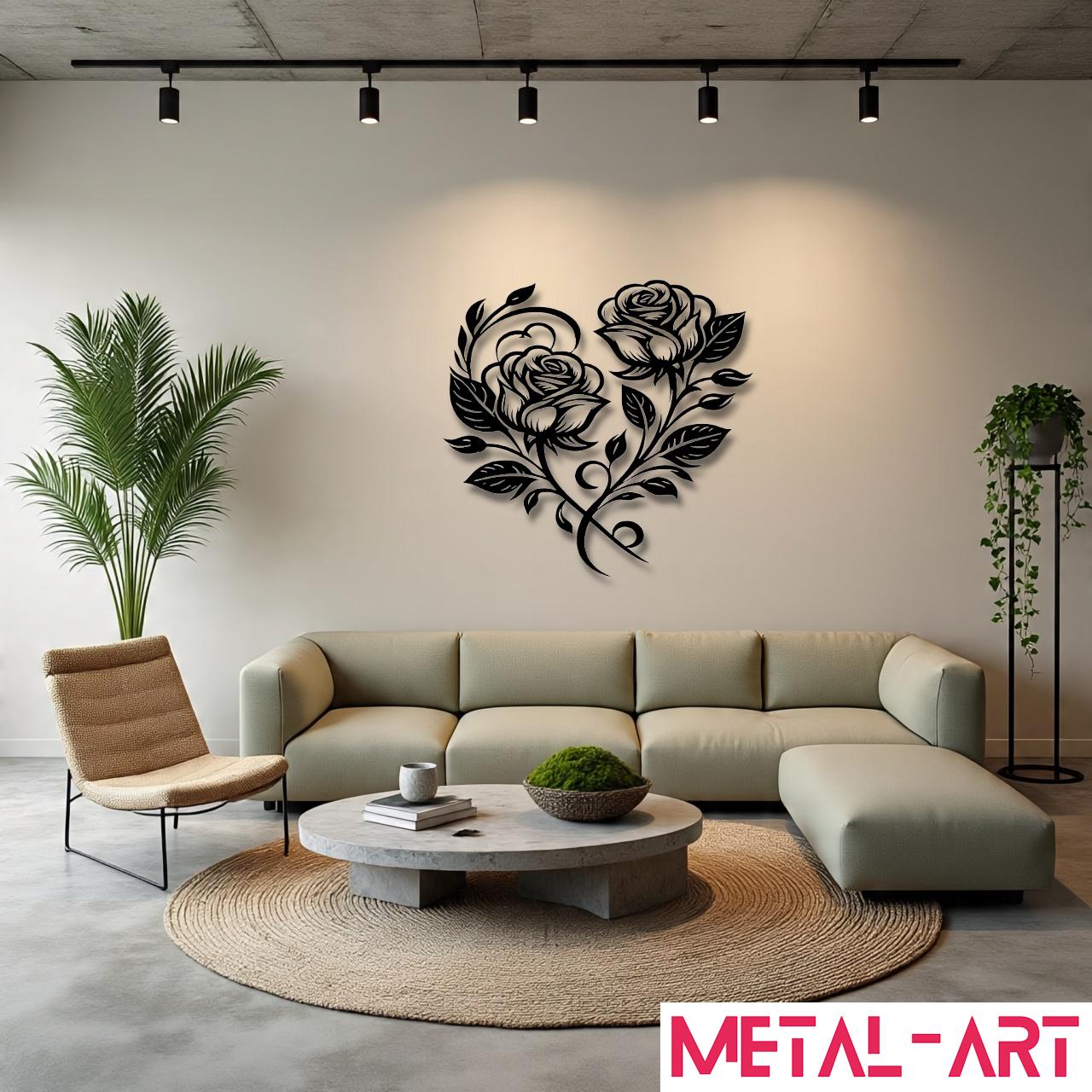 Twined Hearts - laser-cut metal wall art