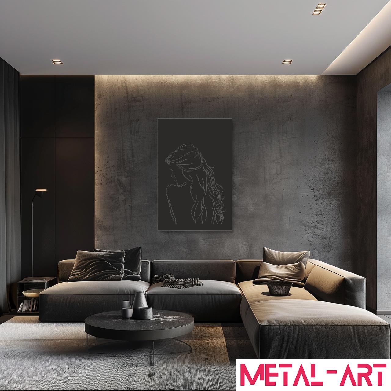 Minimalist Muse - laser-cut metal wall art