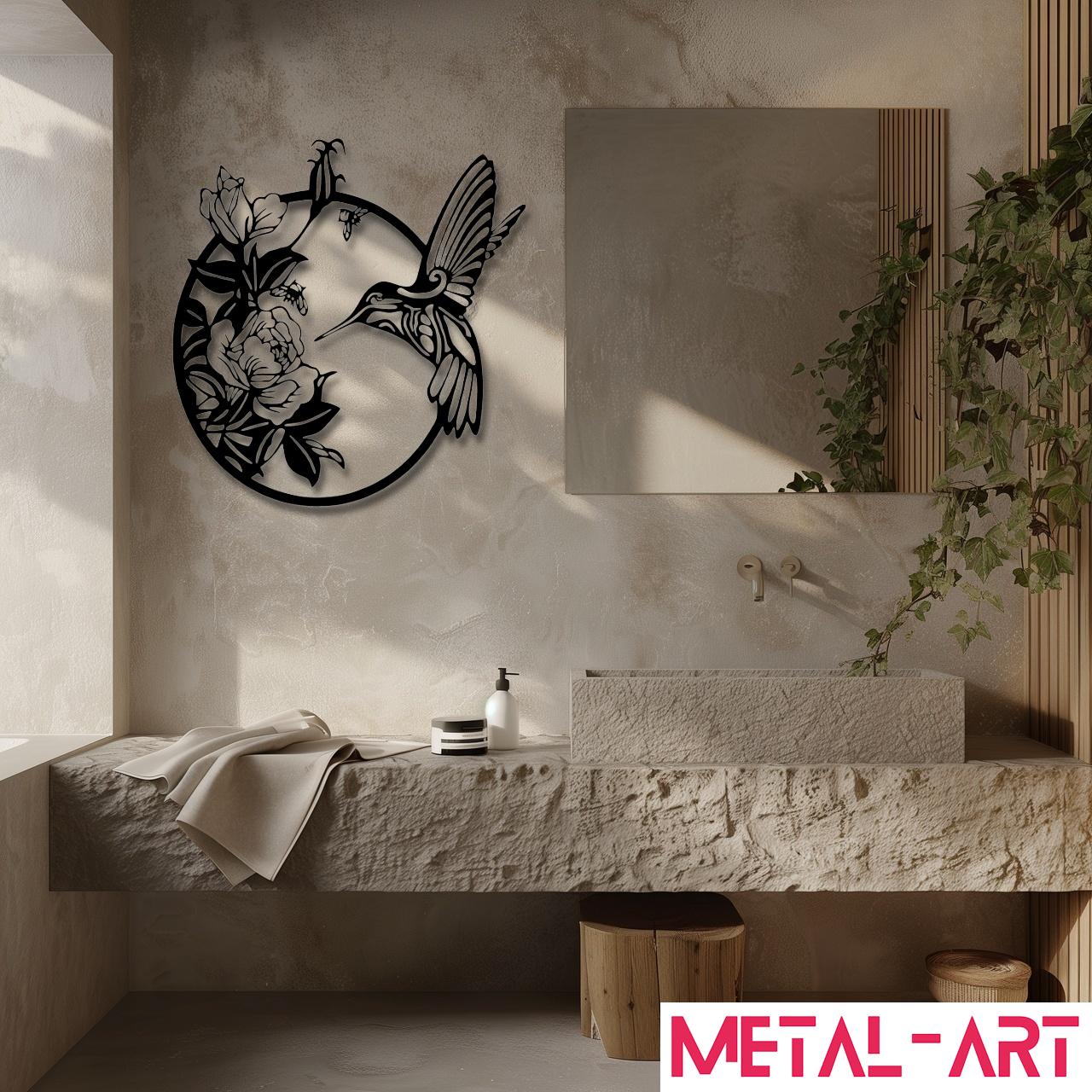 Flight and Bloom - laser-cut metal wall art