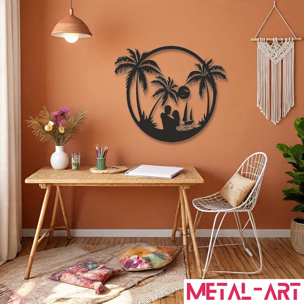 Sunset Lovers - laser-cut metal wall art