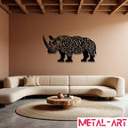 Runes of the Rhino - laser-cut metal wall art