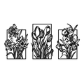 Trio of Bloom - laser-cut metal wall art