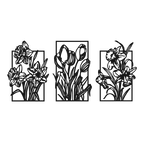 Trio of Bloom - laser-cut metal wall art
