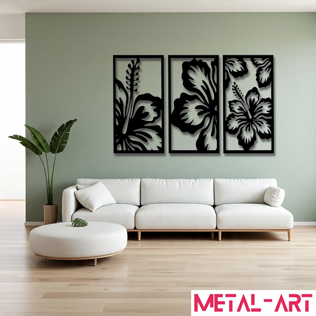 Hibiscus Flow - laser-cut metal wall art