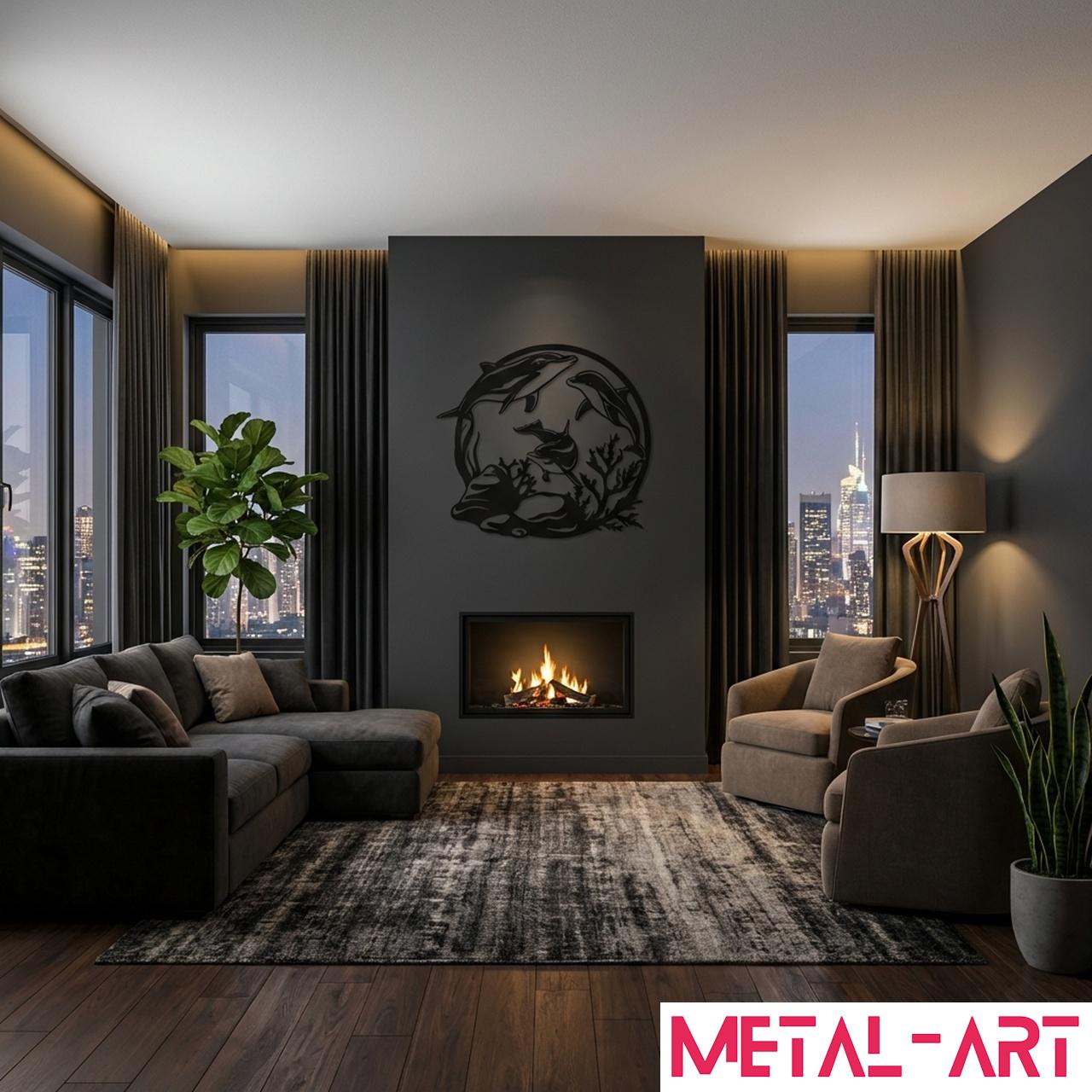 Ocean Family - laser-cut metal wall art