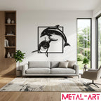 Dolphin Duo - laser-cut metal wall art