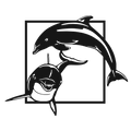 Dolphin Duo - laser-cut metal wall art