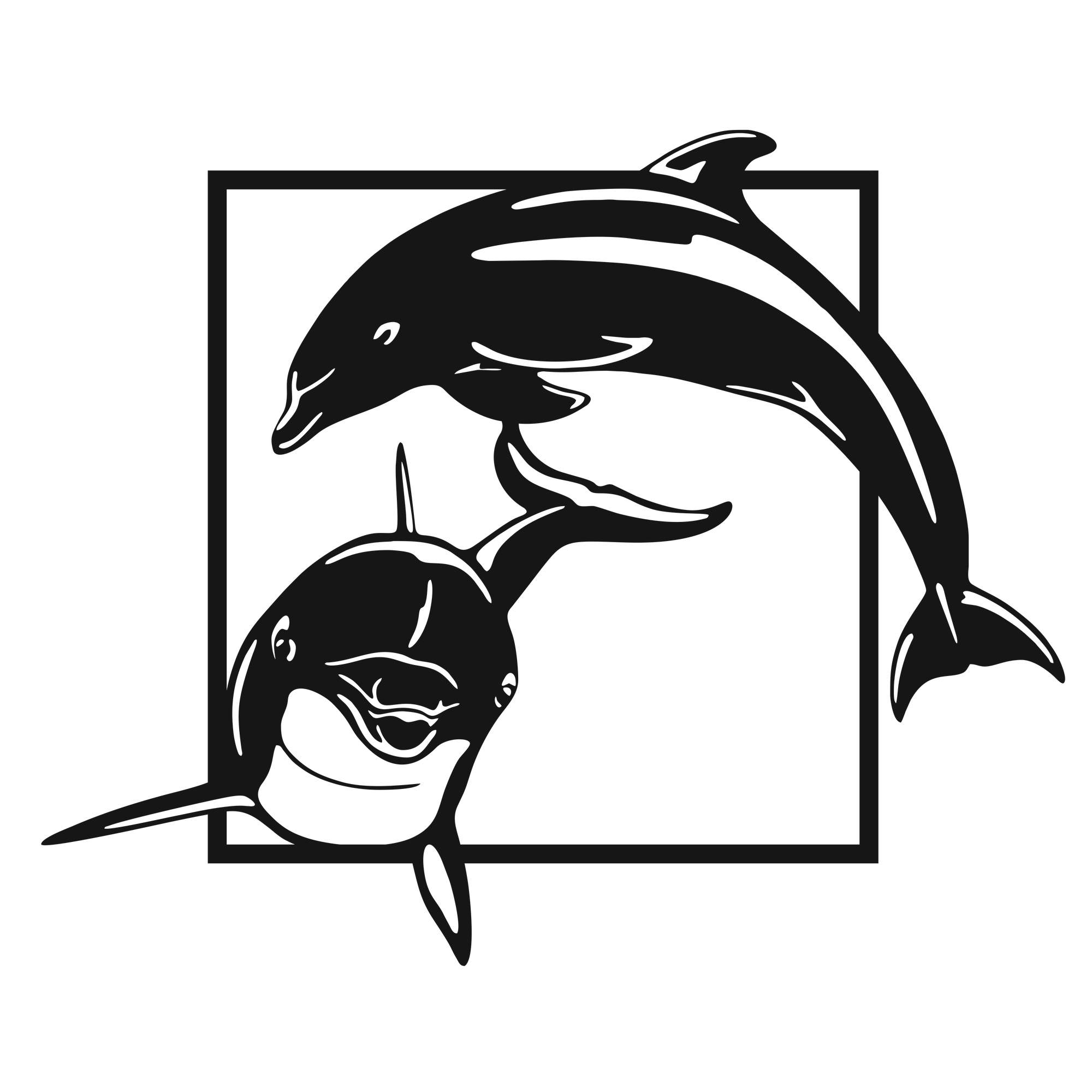 Dolphin Duo - laser-cut metal wall art