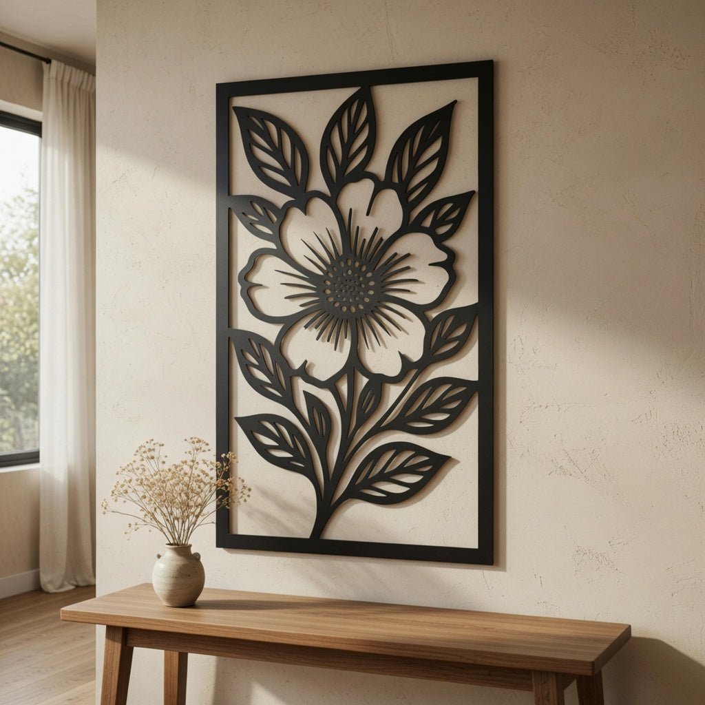 Bloom Frame - laser-cut metal wall art