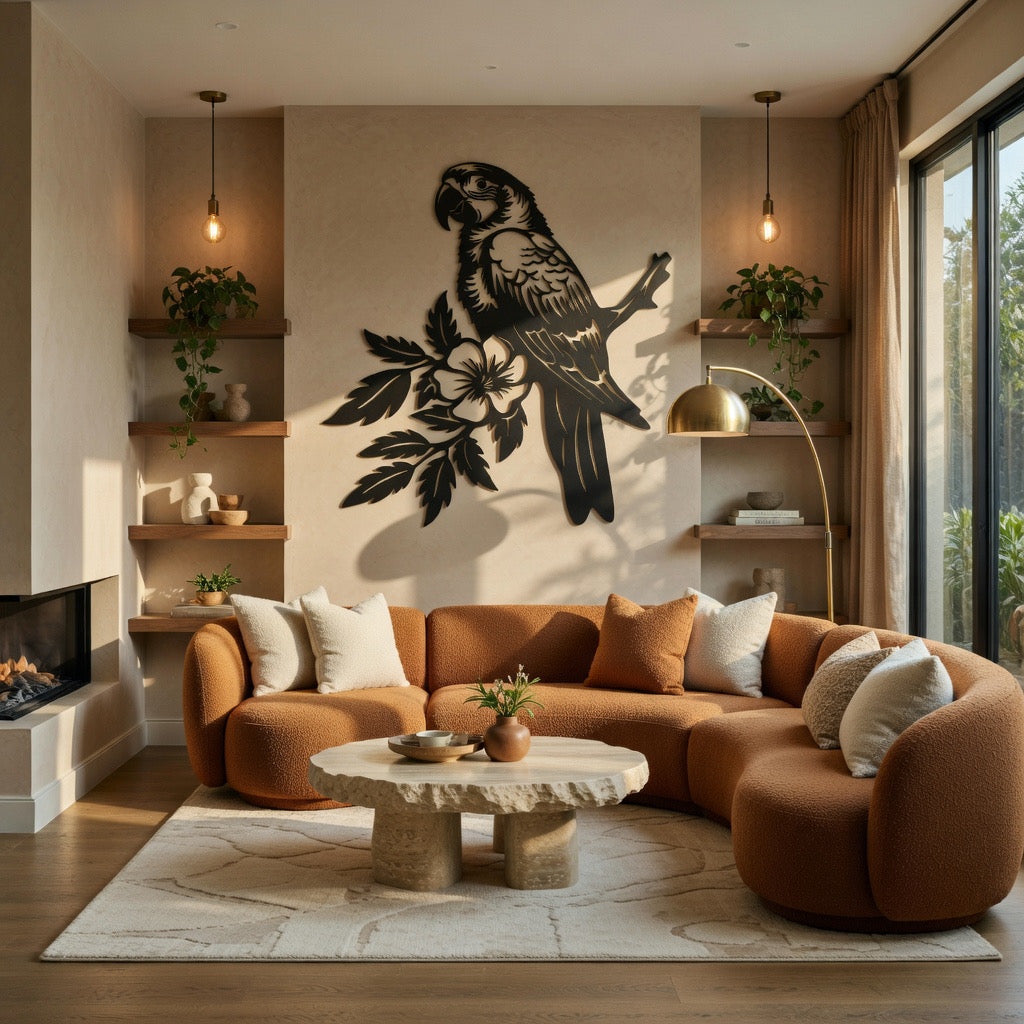 Bold Plumage - laser-cut metal wall art