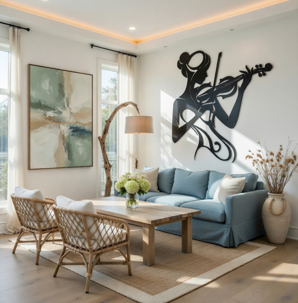 Bow Song - laser-cut metal wall art