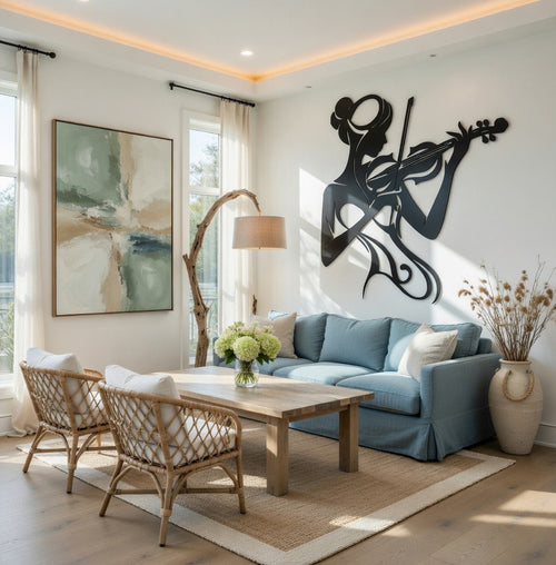Bow Song - laser-cut metal wall art