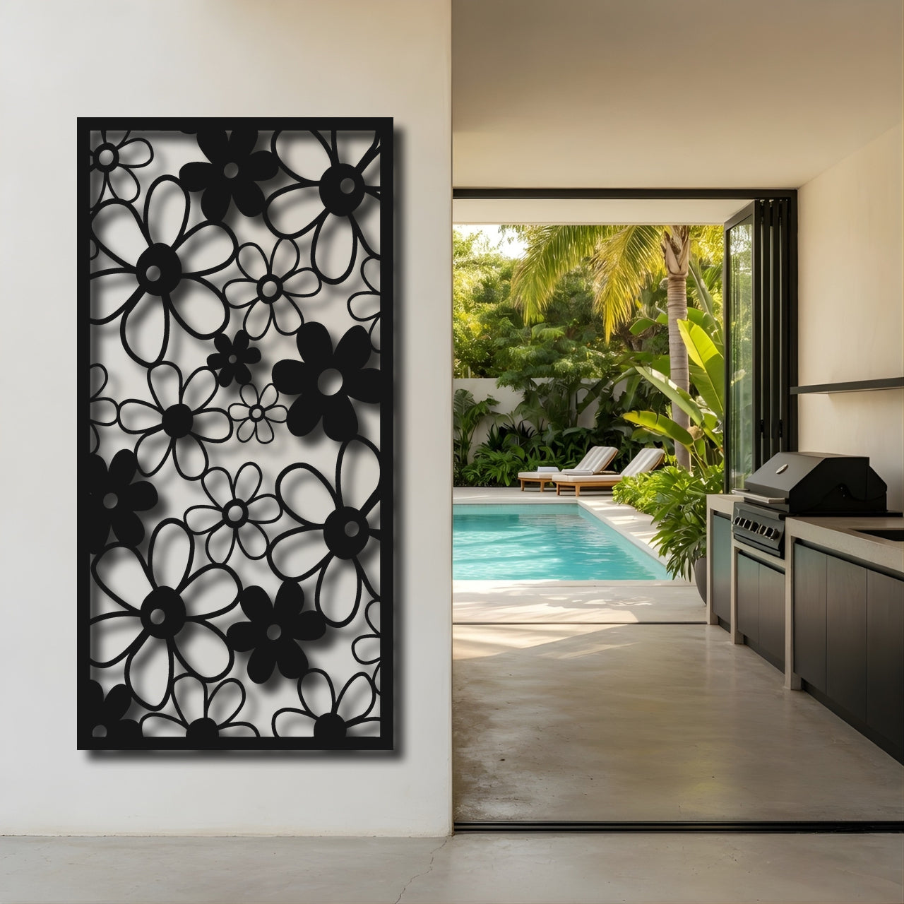 Daisy Field - laser-cut metal wall art