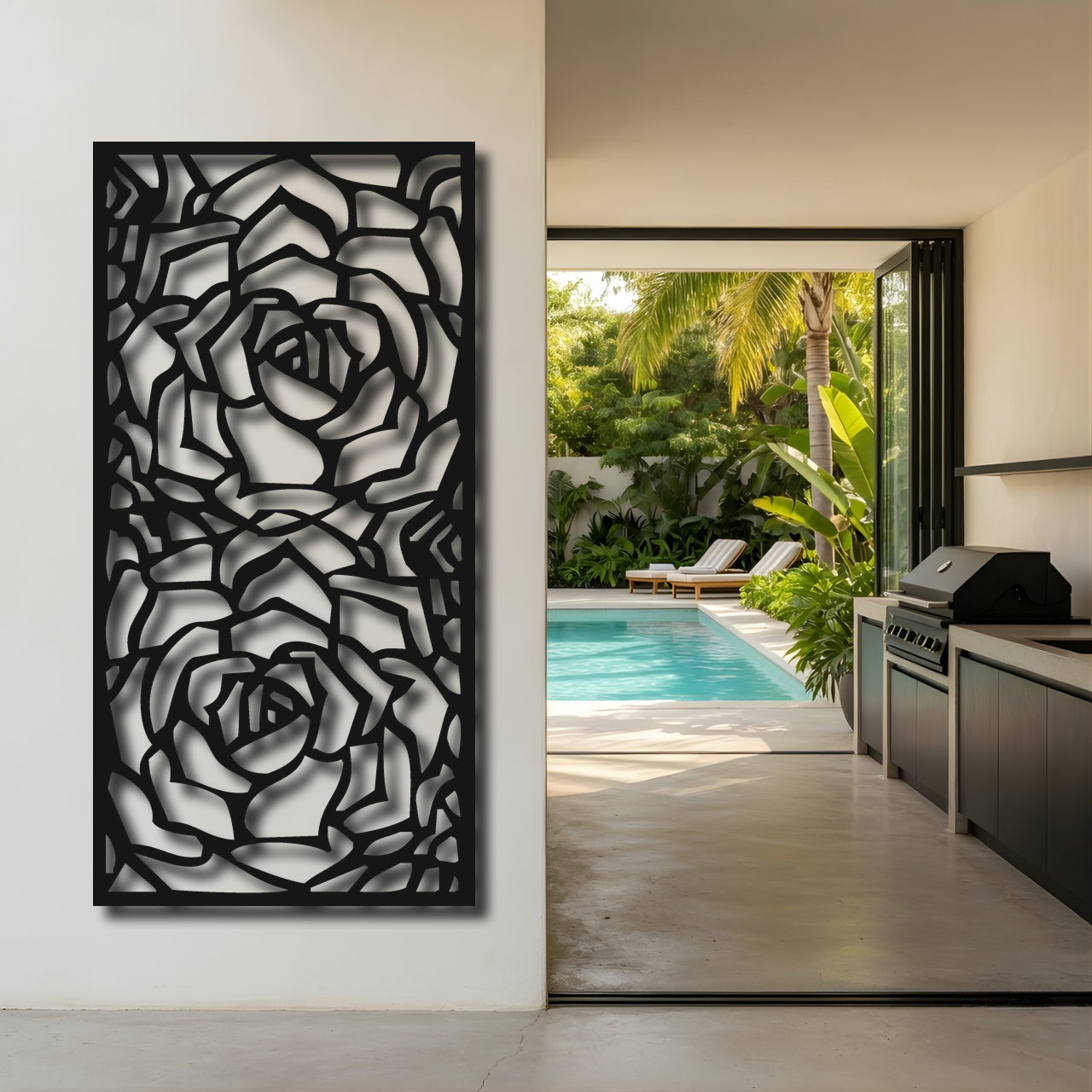 Double Rose - laser-cut metal wall art