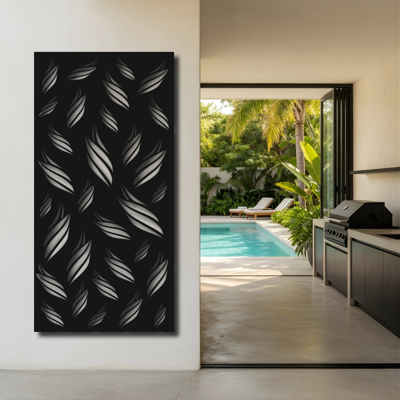 Feather Fall - laser-cut metal wall art