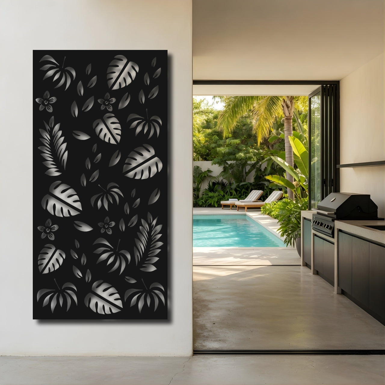 Leaf Drift - laser-cut metal wall art