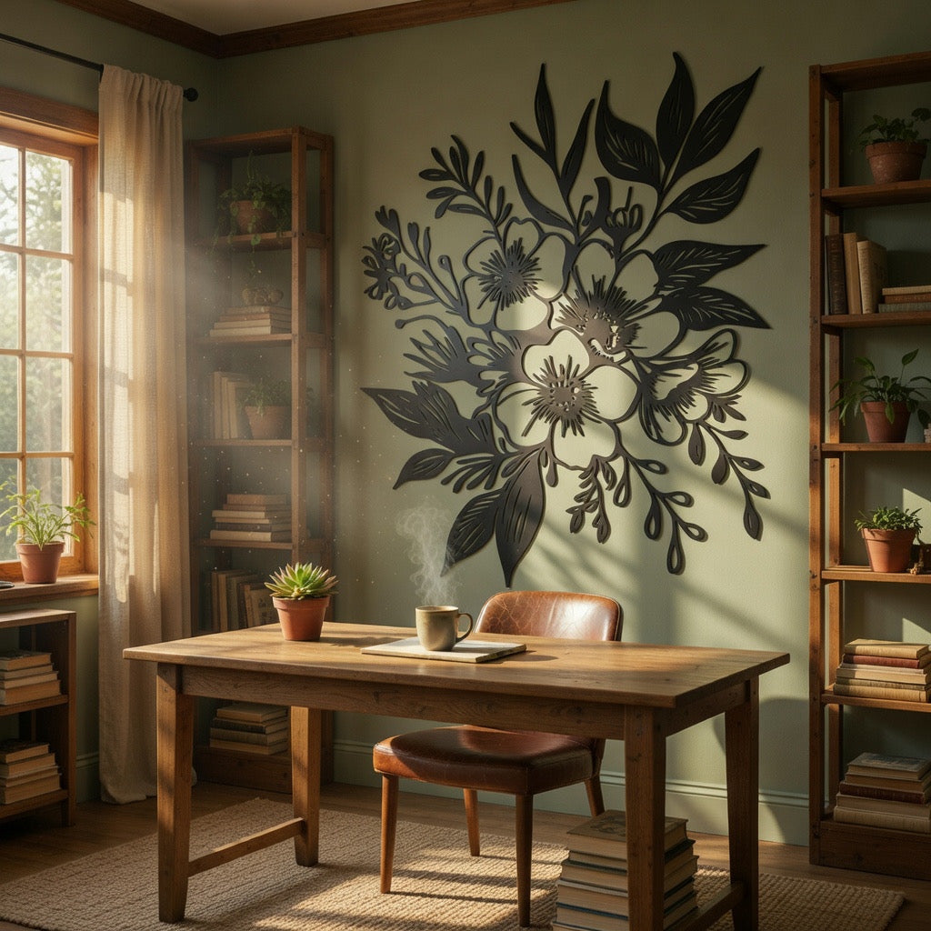 Loose Bloom - laser-cut metal wall art