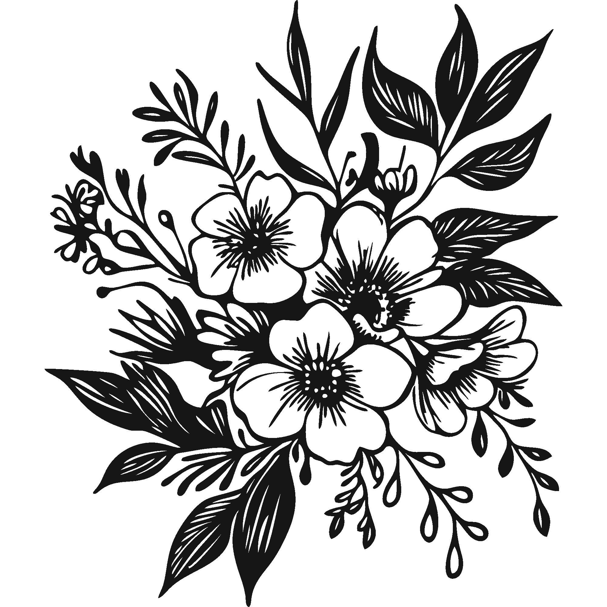 Loose Bloom - laser-cut metal wall art